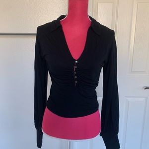 Free People V-neck Button Long Sleeve